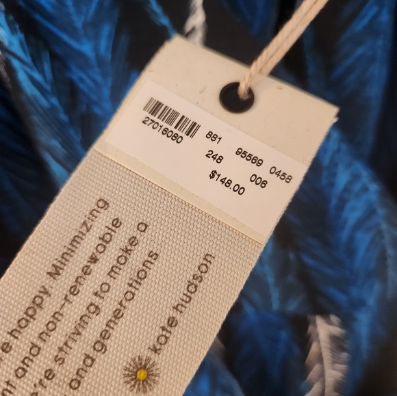 NWT Happy x Nature | Kate Hudson Alpha Wrap Maxi Dress Boho Blue Feather small - Picture 6 of 6